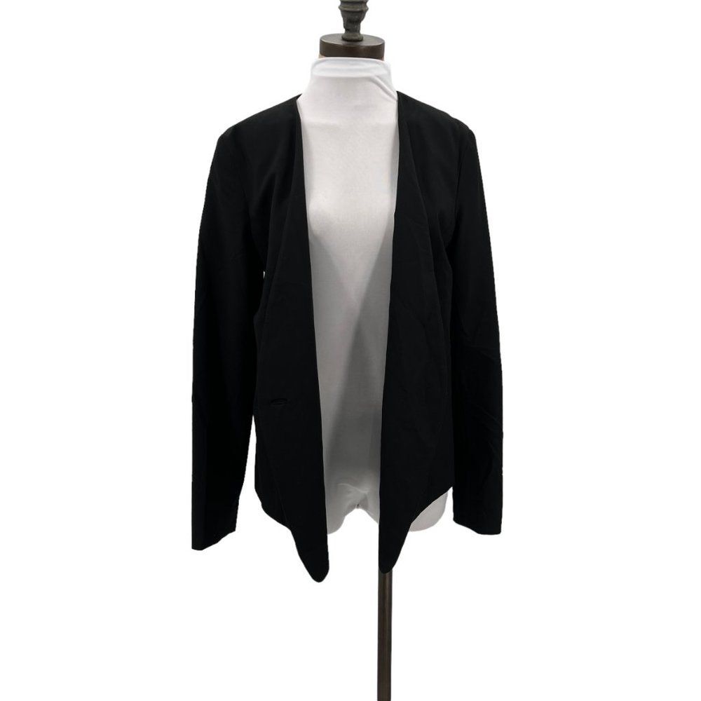 Michael Kors Long Front with Shorter Back Single Button Black Blazer Size 10 - Picture 3 of 15